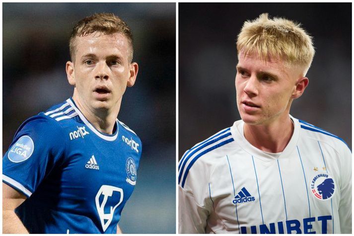 Sævar Atli Magnússon, leikmaður Lyngby og Hákon Arnar Haraldsson, leikmaður FC Kaupmannahafnar