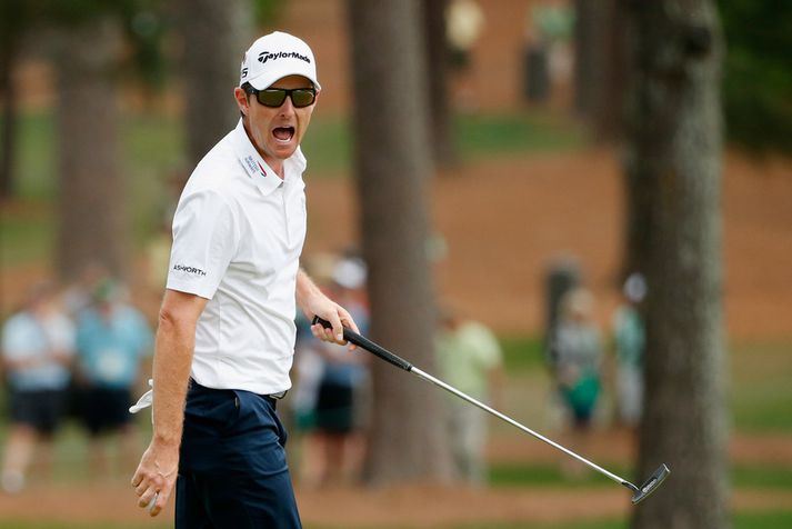 Justin Rose á Mastersmótinu árið 2015 þar sem hann varð að sætta sig við annað sætið eftir umspil.