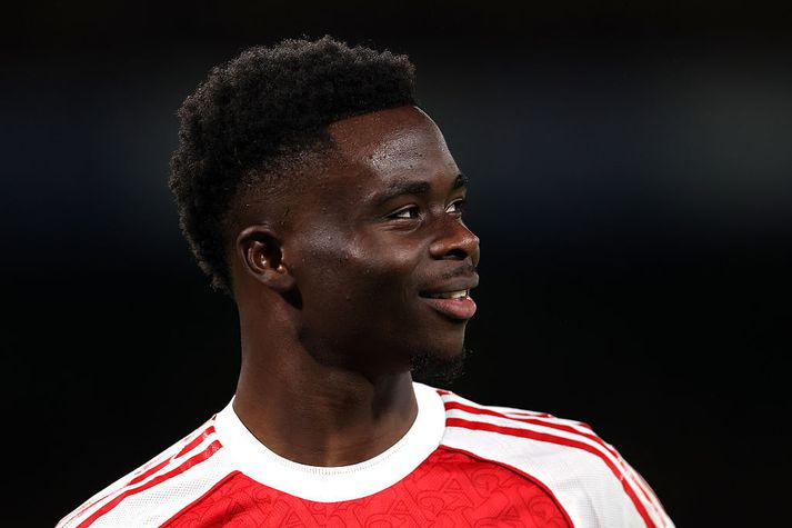 Stjörnustrákurinn Saka verður sá launahæsti hjá Arsenal. 