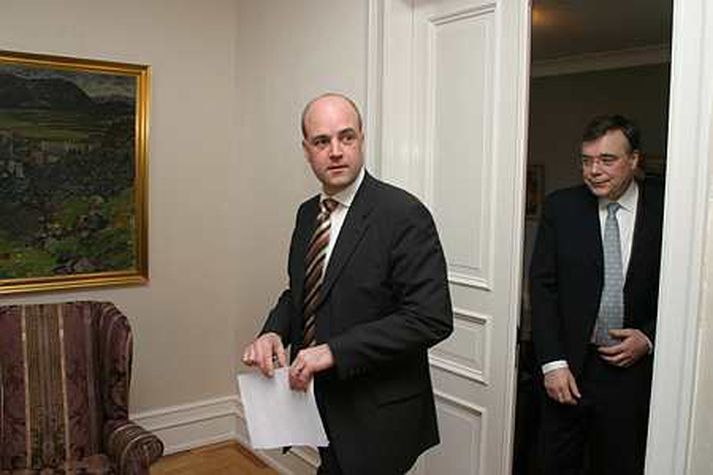 Fredrik Reinfeldt kom í heimsókn hingað til lands í síðasta mánuði.