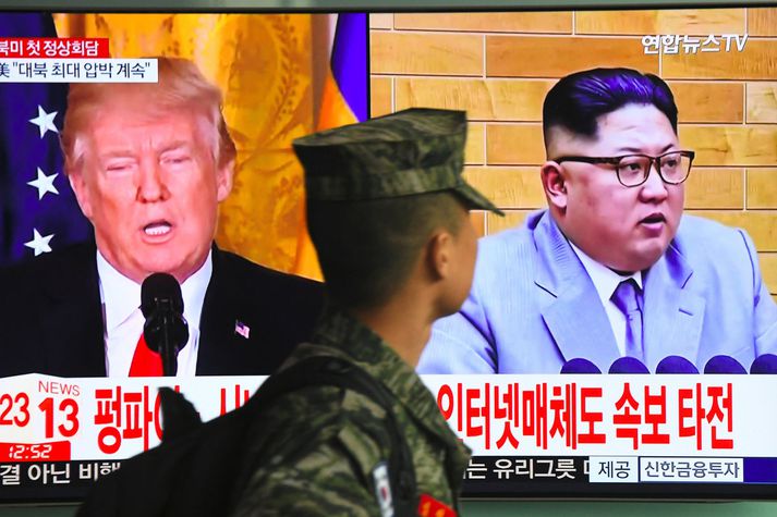 Trump og Kim hafa undanfarið kallað hvor annan eldflaugamanninn og elliæran geðsjúkling