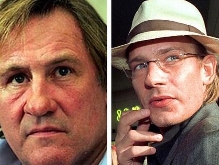 Gerard Depardieu og elsti sonur hans, Guillaume, sem lést í gær.