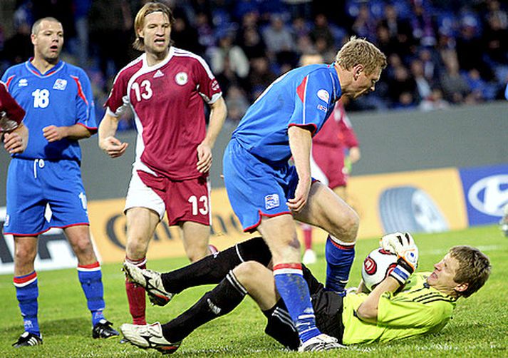 Brynjar Björn í landsleik Íslands og Lettlands á Laugardalsvelli um síðustu helgi.