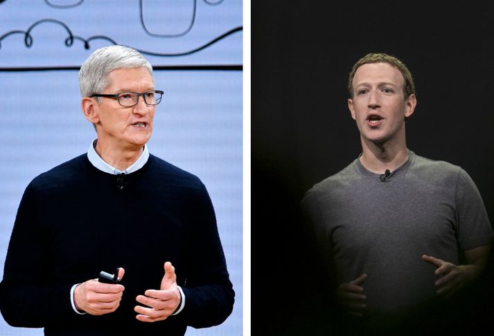 Tim Cook, forstjóri Apple, og Mark Zuckerberg, forstjóri Facebook.