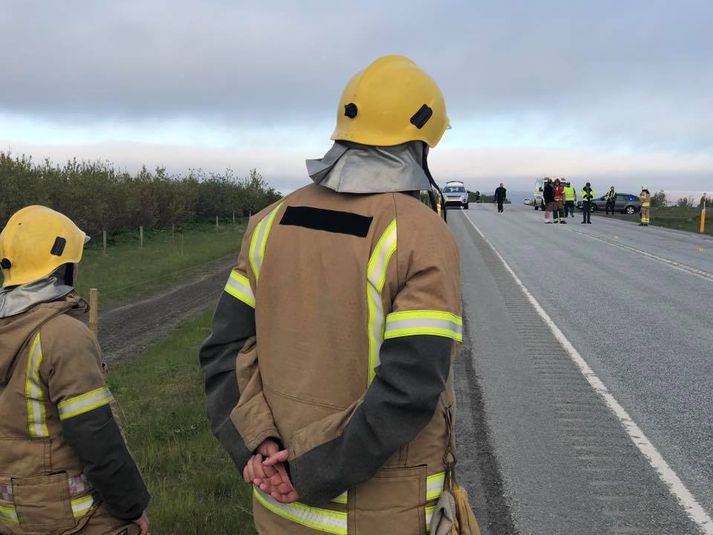 Frá vettvangi slyssins síðastliðinn mánudag. Ökutækin á myndinni voru ekki í slysinu.