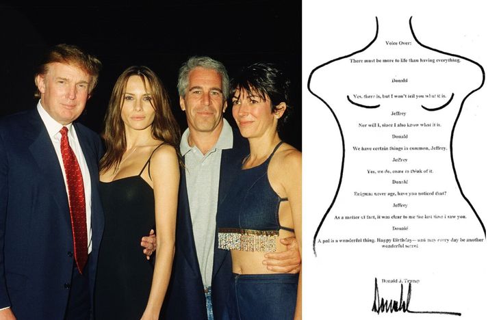 Donald og Melania Trump, Jeffrey Epstein og Ghislaine Maxwell í samkvæmi árið 2000.