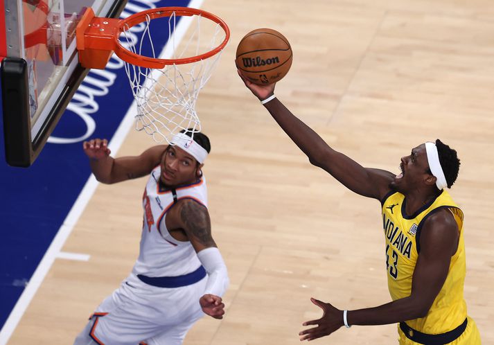 Pascal Siakam gaf tóninn fyrir Indiana Pacers gegn New York Knicks í nótt.