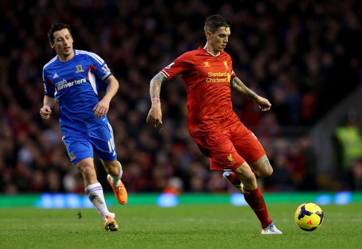 Daniel Agger í leik með Liverpool.