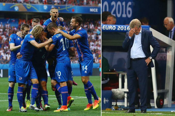 Andstæðurnar miklar. Ísland að upplifa sinn sætasta sigur, England sitt súrasta tap