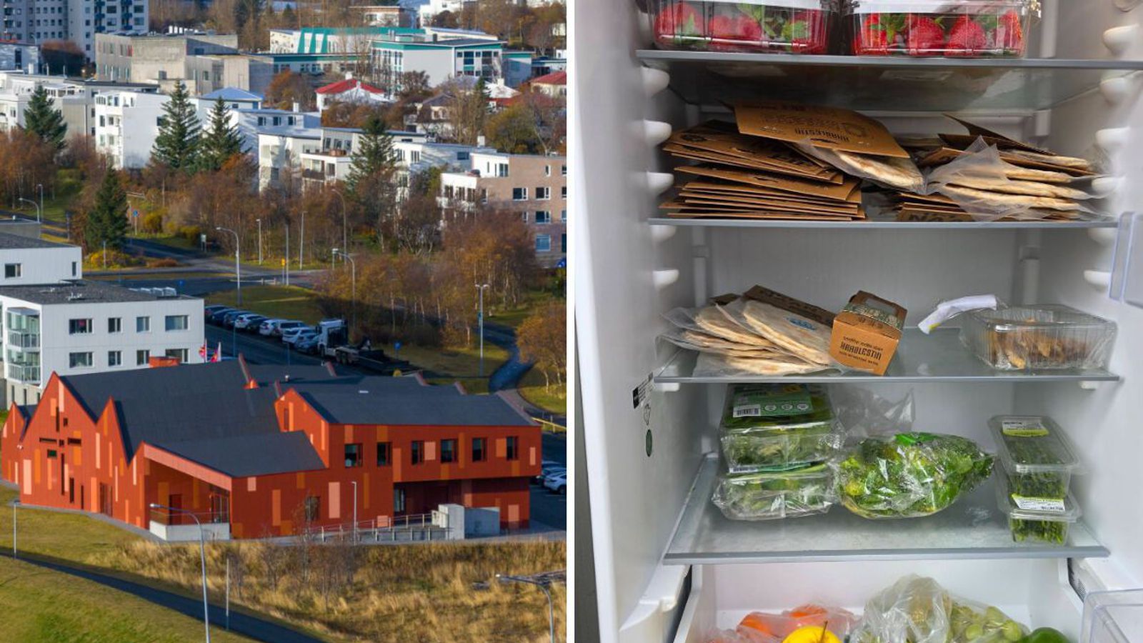 Hópur fólks hafi setið um matinn í frískápnum
