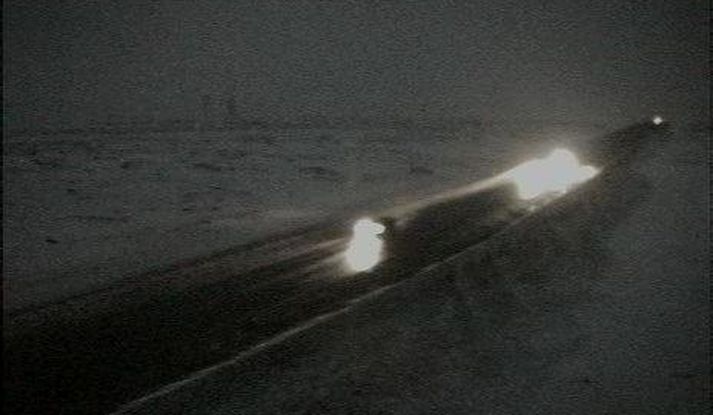 Svona var umhorfs á Hellisheiðinni í morgun.