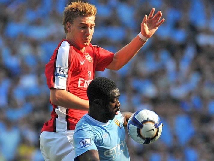 Nicklas Bendtner í leik á móti Manchester City.