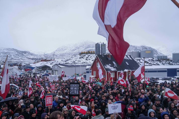 Frá mótmælum gegn hótunum Bandaríkjamanna í garð Grænlands í vetur.