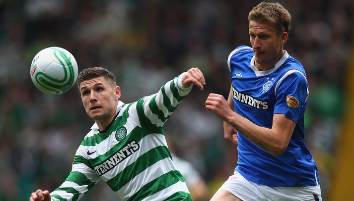 Gary Hooper í baráttunni gegn Rangers í dag.