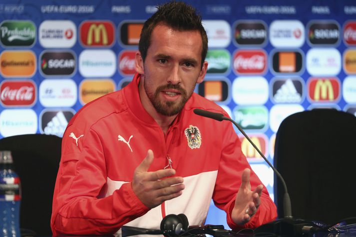 Christian Fuchs á blaðamannafundinum í dag.