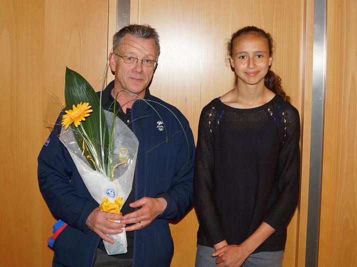 Aníta og þjálfari hennar, Gunnar Páll Jóakimsson.