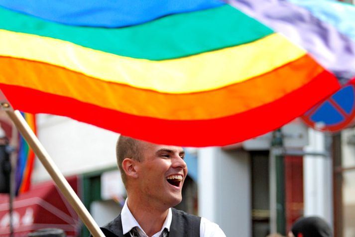 Amkynhneigðir mega loksins giftast í New York eftir 42 ára réttindabaráttu. Myndin er tekin á Gay Pride á Íslandi.