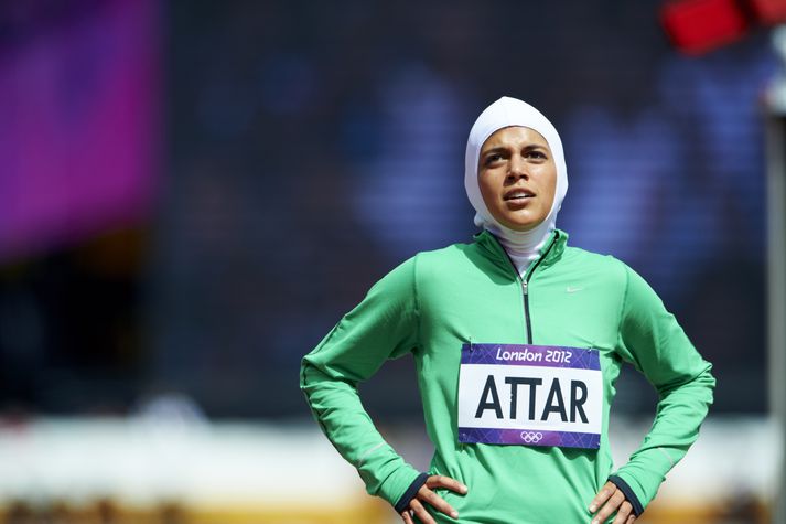 Sarah Attar hljóp í 800 metra hlaupi fyrir Sádi-Arabíu á Ólympíuleikunum í London árið 2012.