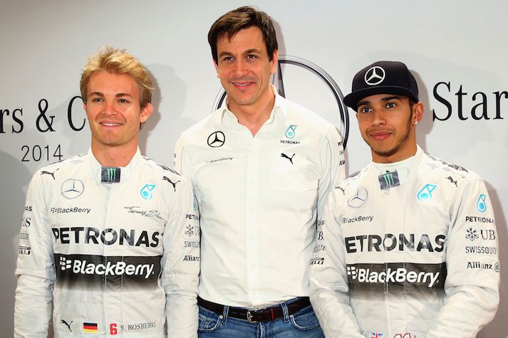 Rosberg, Wolff og Hamilton ætla að passa sig á Vettel og Ferrari.
