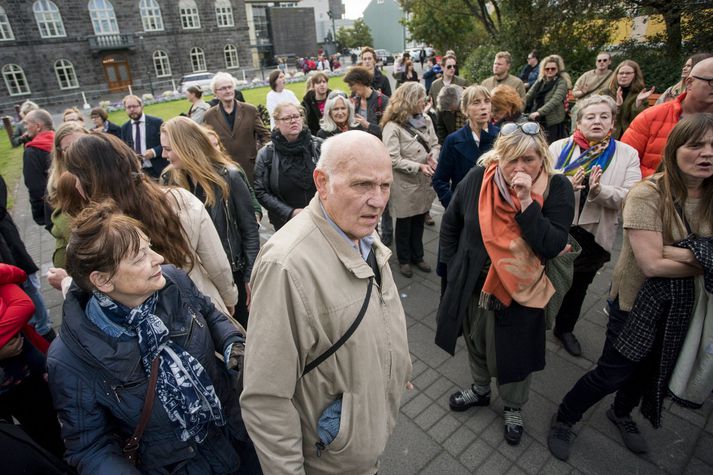 Frá fundi á Austurvelli 15. september síðastliðinn en degi fyrr hafði ríkisstjórnin fallið.