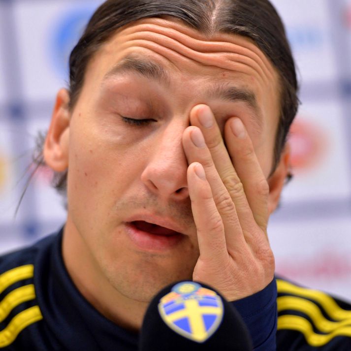 Zlatan á blaðamannafundi í gær.