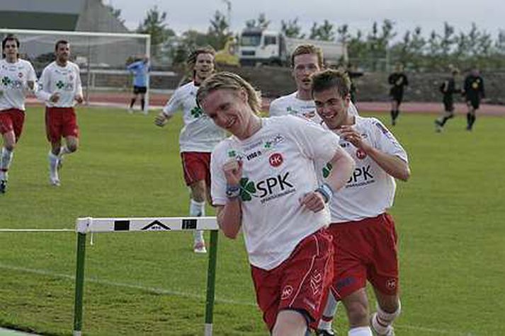 Jón Þorgrímur Stefánsson fagnar marki með HK gegn KR í sumar.