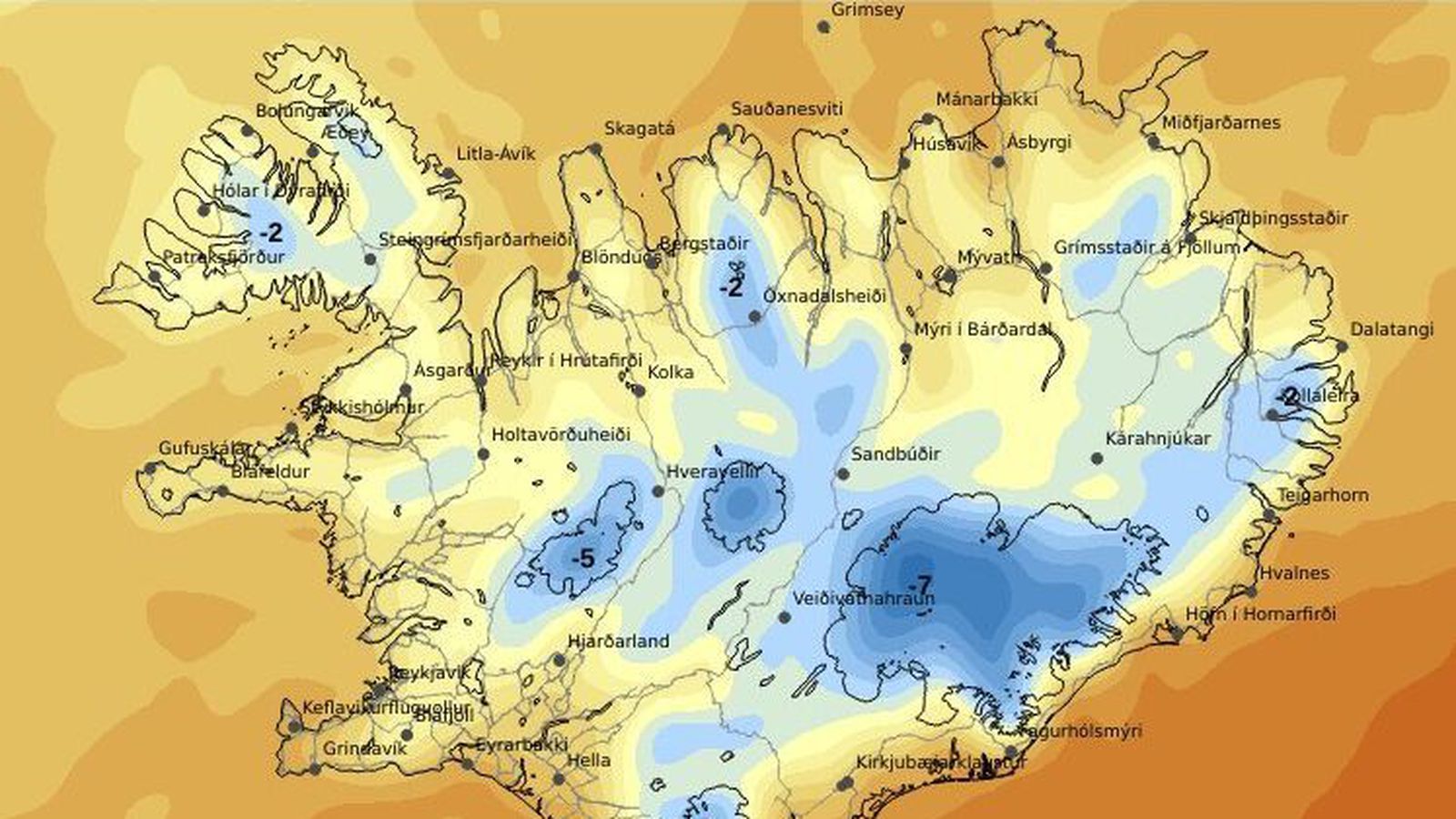 Hlýtt í dag en kuldi í kortunum