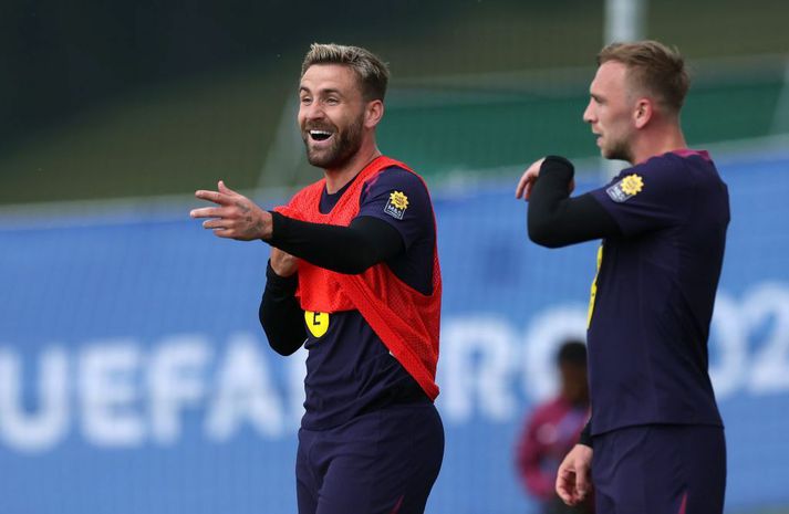 Luke Shaw hefur getað æft af fullum krafti í vikunni og virðist njóta þess í botn.