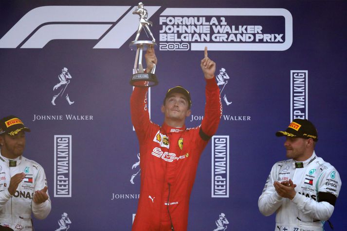 Charles Leclerc keyrði Ferrari bílinn til sigurs í dag