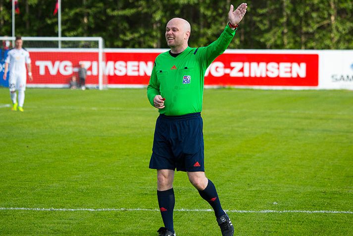 Garðar Örn Hinriksson gat brosað eftir prófið í kvöld.