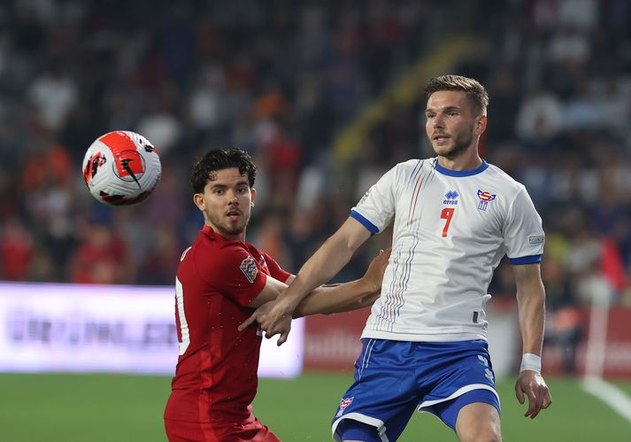 Úr fyrri leik liðanna í riðlinum. Honum lauk með 4-0 sigri Tyrklands en Færeyjar hefndu fyrir tapið í kvöld.