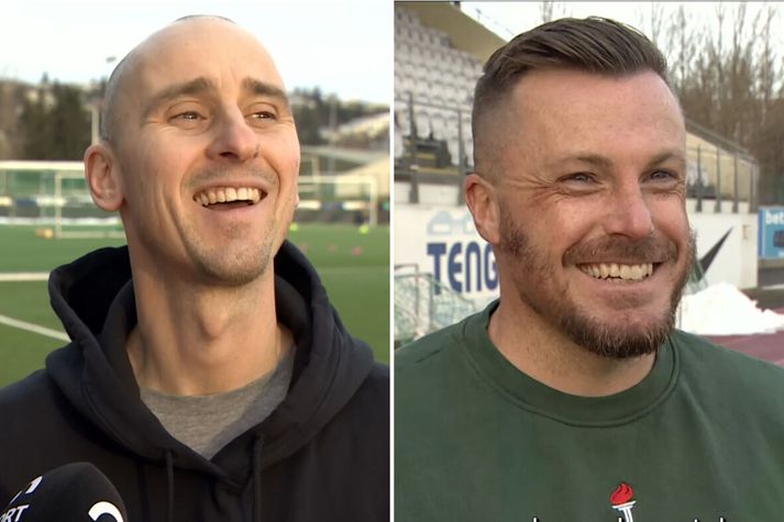 Ian Jeffs og Nik Chamberlain slógu á létta strengi. Sá síðarnefndi vill fá leikmenn Blika með sér til Svíþjóðar en sá fyrrnefndi tekur við þjálfarastarfi Blika og vill líklega halda í sína bestu leikmenn.