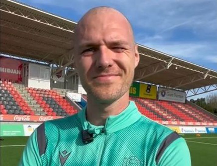 Aron Elís Þrándarson á æfingu með Víkingum í gær.