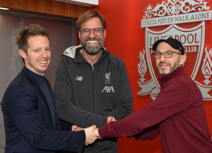 Jürgen Klopp með þeim Michael Edwards og Mike Gordon á góðri stundu.