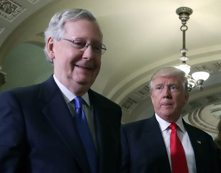 Mitch McConnell hefur verið leiðtogi Repúblikana í öldungadeild Bandaríkjaþings frá árinu 2007. Í minnihluta fyrstu átta árin en í meirihluta síðan í janúar 2015.