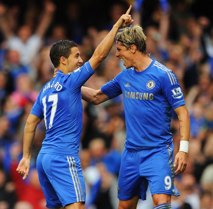 Hazard og Torres fagna í dag.