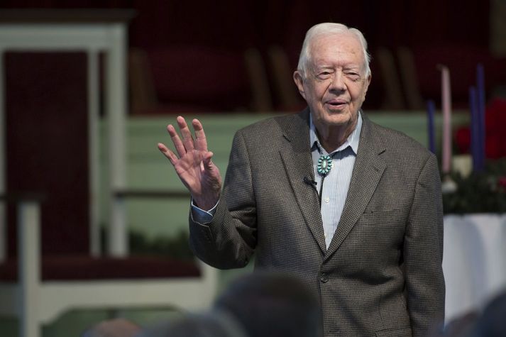 Jimmy Carter í heimabæ sínum Plains árið 2015.