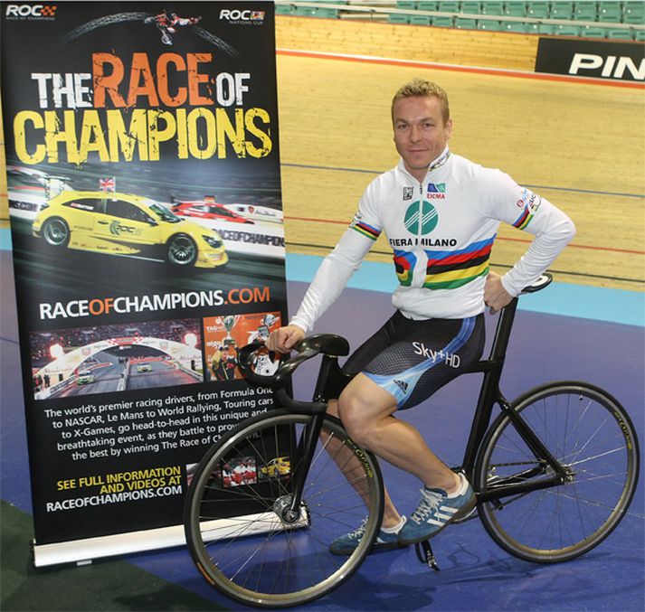 Olympíumeistarinn þrefaldi, Chris Hoy mætir Lewis Hamilton í upphafi móts á Wembley á sunnudag.