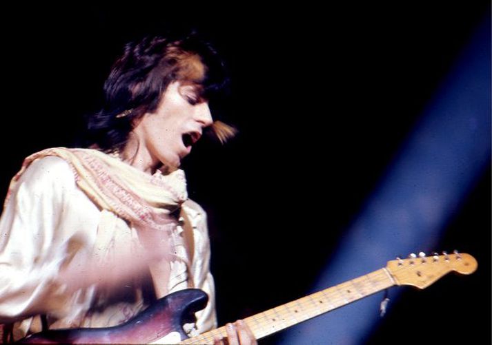 Gítarleikarinn Keith Richards í hörkustuði á tónleikum í Bandaríkjunum árið 1972. Mynd/Nordicphotos, Getty