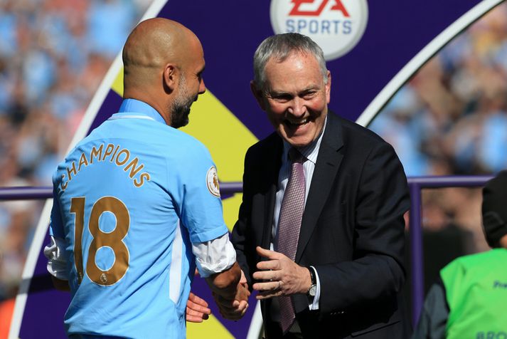 Richard Scudamore með Pep Guardiola.