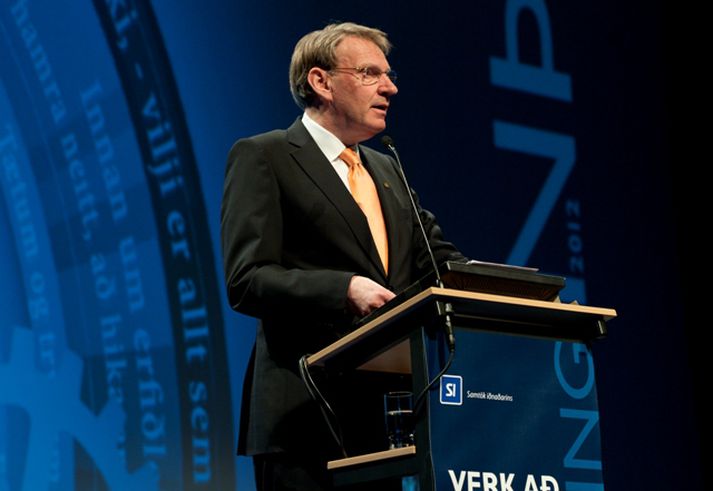 Helgi Magnússon, fráfarandi formaður Samtaka Iðnaðarins á Iðnþingi í dag.