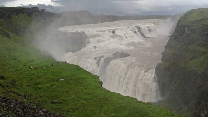 Mikill viðbúnaður er við Gullfoss.