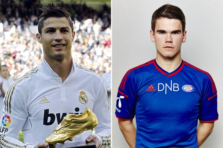 Viðar Örn Kjartansson og Cristiano Ronaldo.