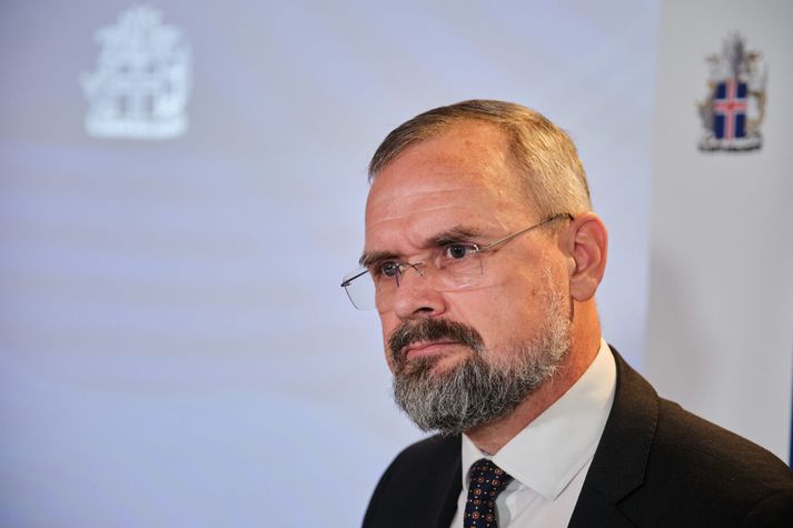 Daði Már Kristófersson, fjármála- og efnahagsráðherra, á sams konar blaðamannafundi í fyrra.