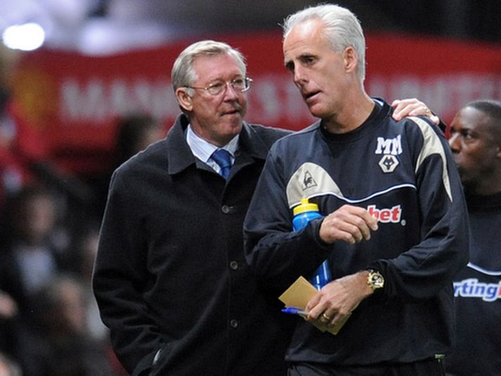 Sir Alex Ferguson, stjóri Manchester United og Mick McCarthy, stjóri Wolves.