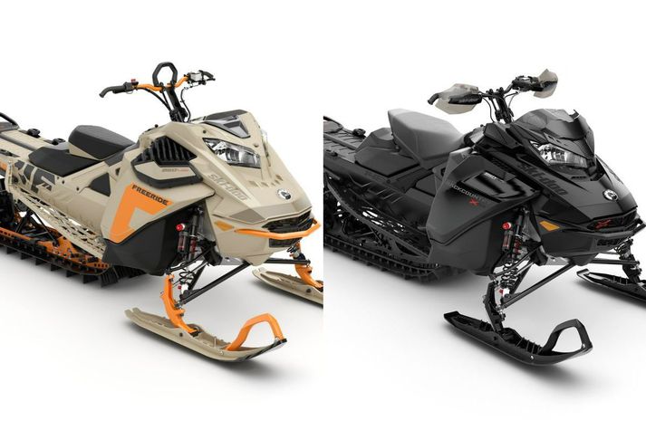 Vélsleðarnir eru af tegund Ski-Doo Freeride Turbo og Ski-Doo Backcountry XRS.