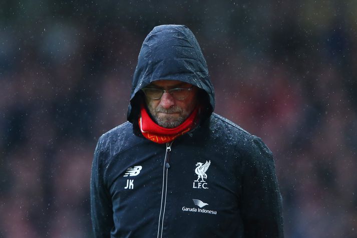 Klopp var þungt hugsi á meðan leiknum stóð.