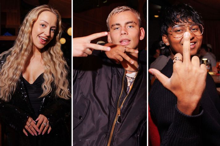 Helga Sigrún, Maron Birnir og Elvar voru meðal gesta í afmæli Nínu.