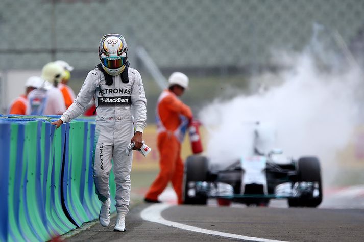 Lewis Hamilton sprengdi vél í Ungverjalandi í fyrra.