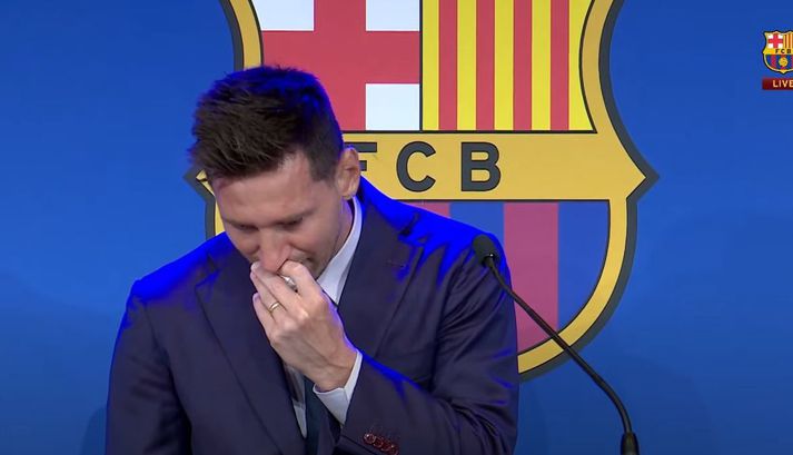 Messi reyndi að halda aftur af tárunum.